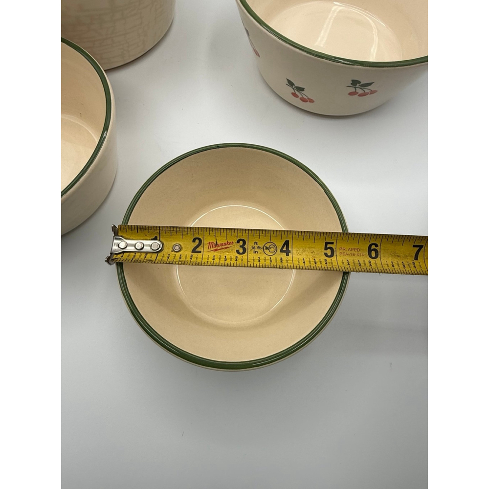 Vintage West Germany Cherry Mixing Bowl Set 4 Nesting Ceramic Bowls - Picture 4 of 9
